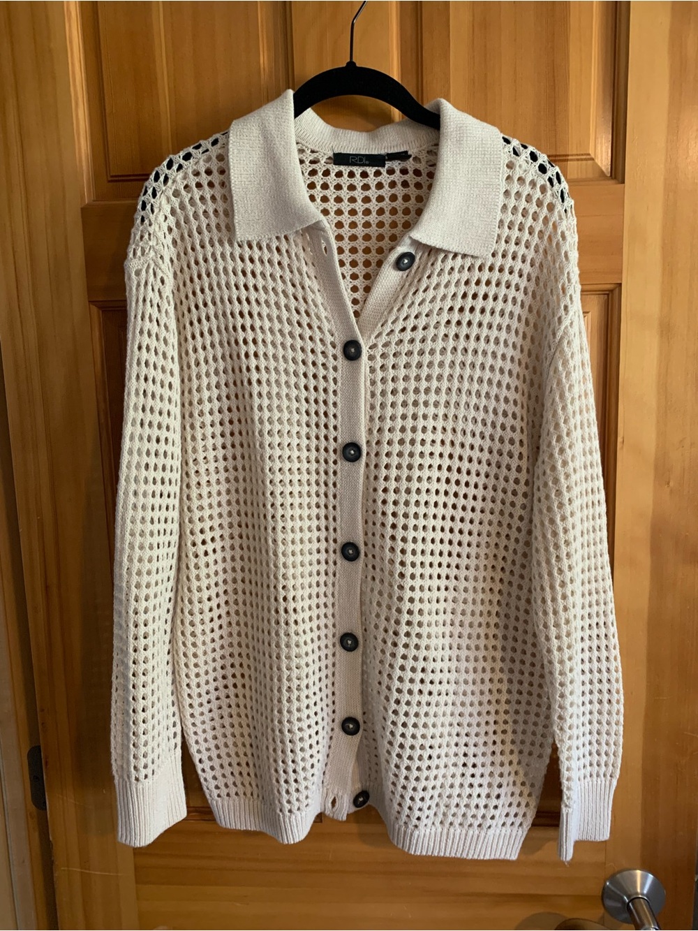 RDI Open Knit Button-Front Cardigan - Cream